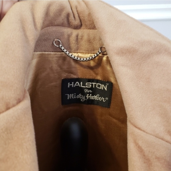 Vintage Halston for Misty Harbor Qiana Plush Trench Coat Camel Size 10 - Picture 2 of 4